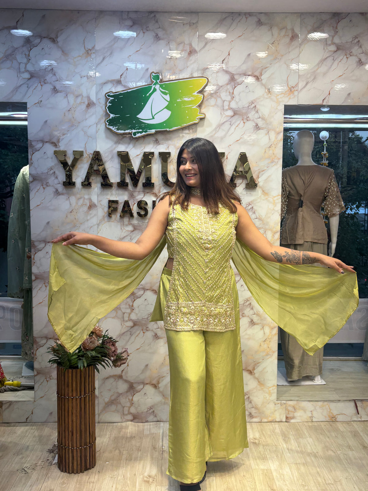 💚 Lime Luxe Indo-Western Set