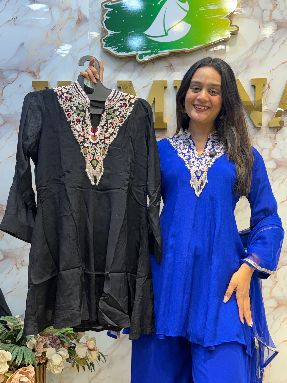 Black & Royal Blue Indo-Western Set