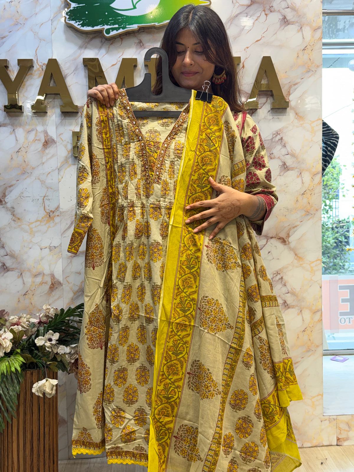 Elegant Jaipuri Cotton Anarkali Dress