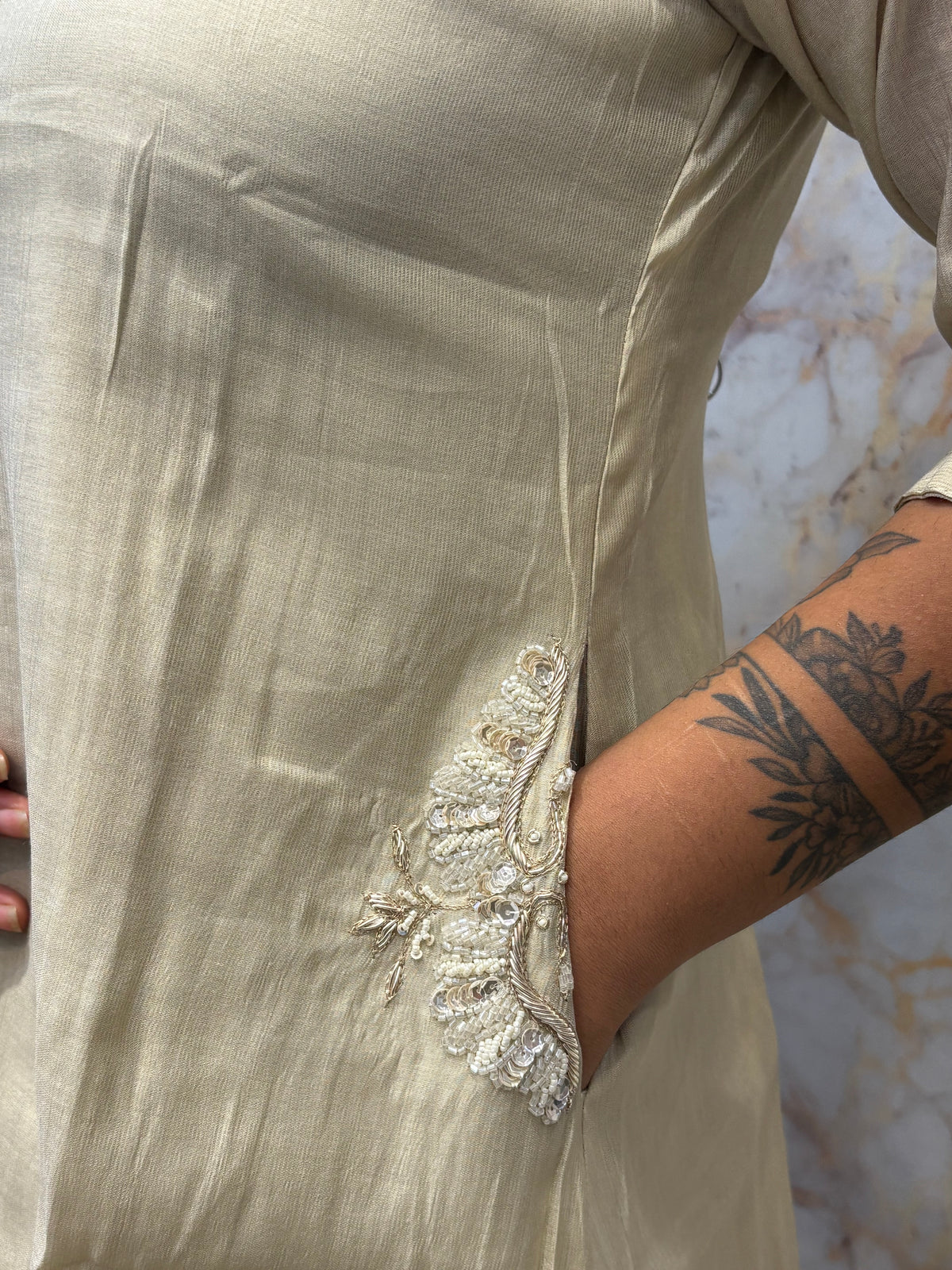 ✨ Ivory Gold Grace – 3 Pc Ethnic Set ✨