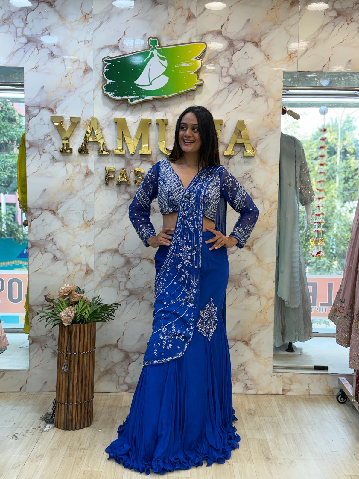 💙 Royal Blue Embroidered Indo-Western