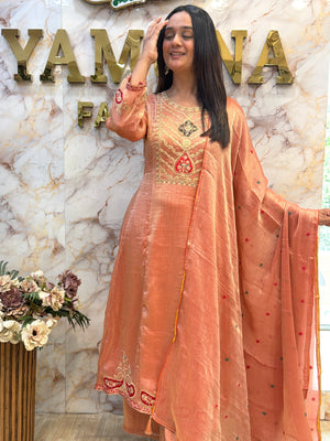 Pure Salsa Silk Handwork Anarkali Set
