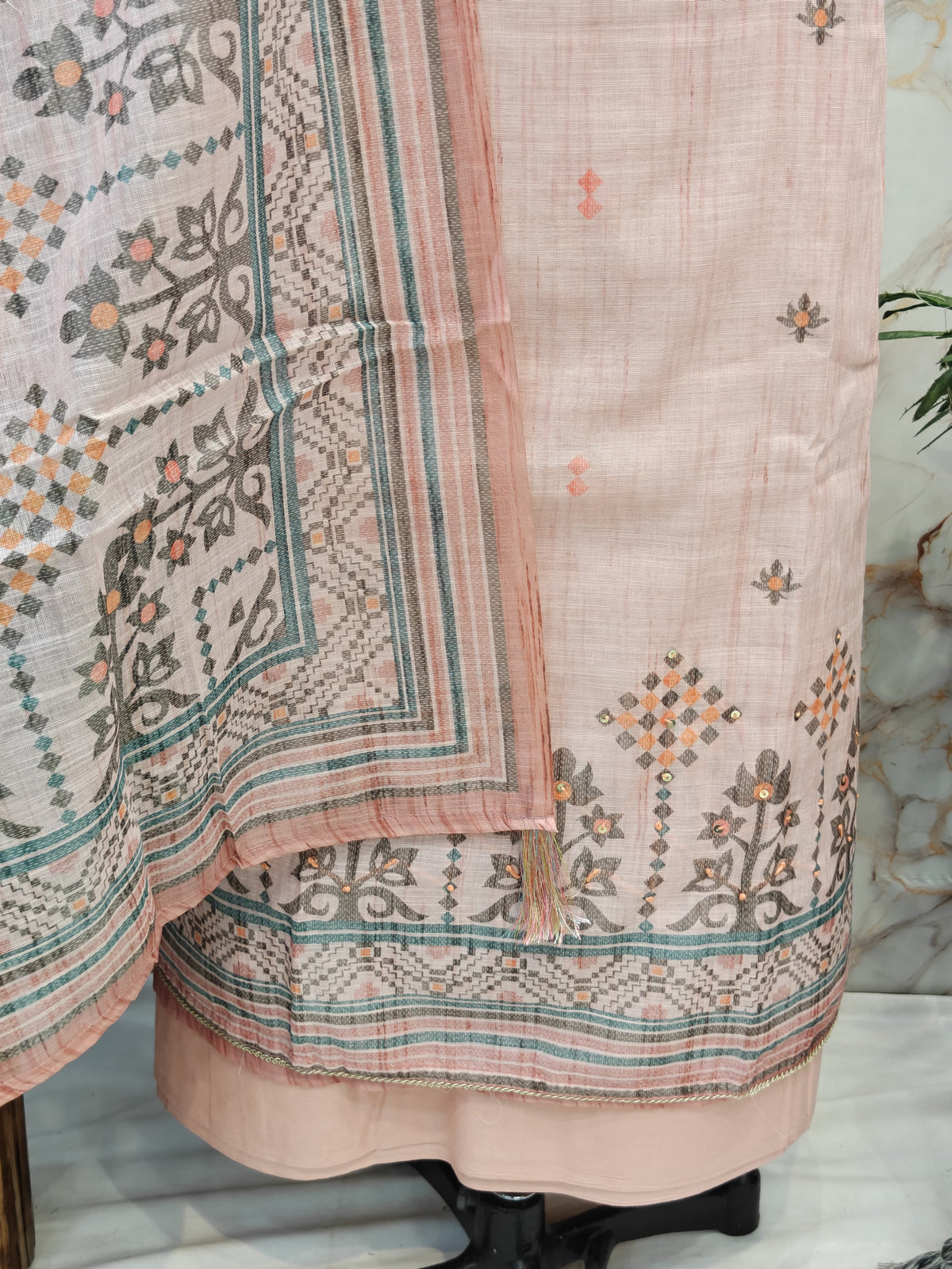 Elegant Linen Print Dress Material ✨