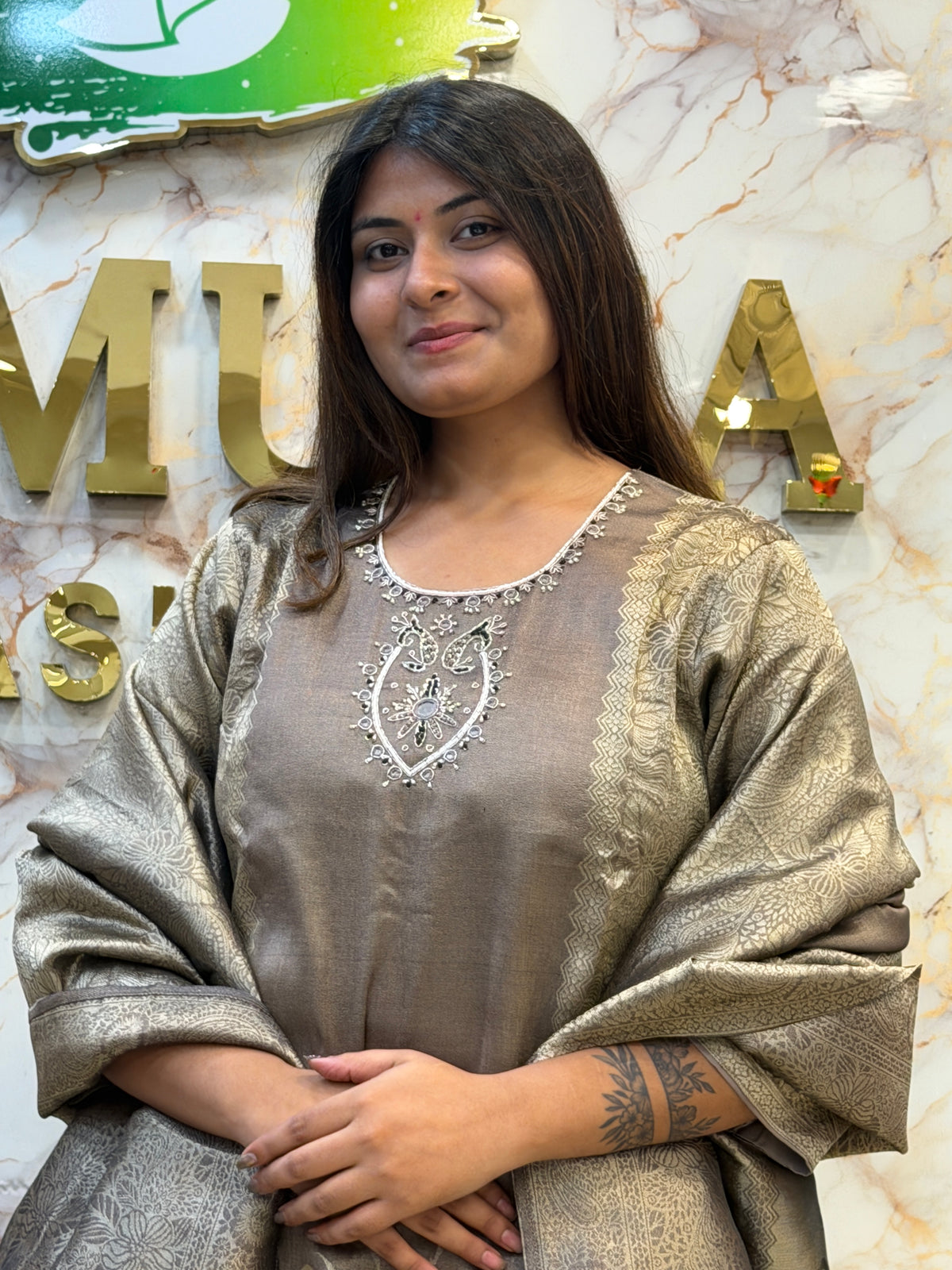 ✨ Mocha Luxe – Designer Ethnic Set 🤎