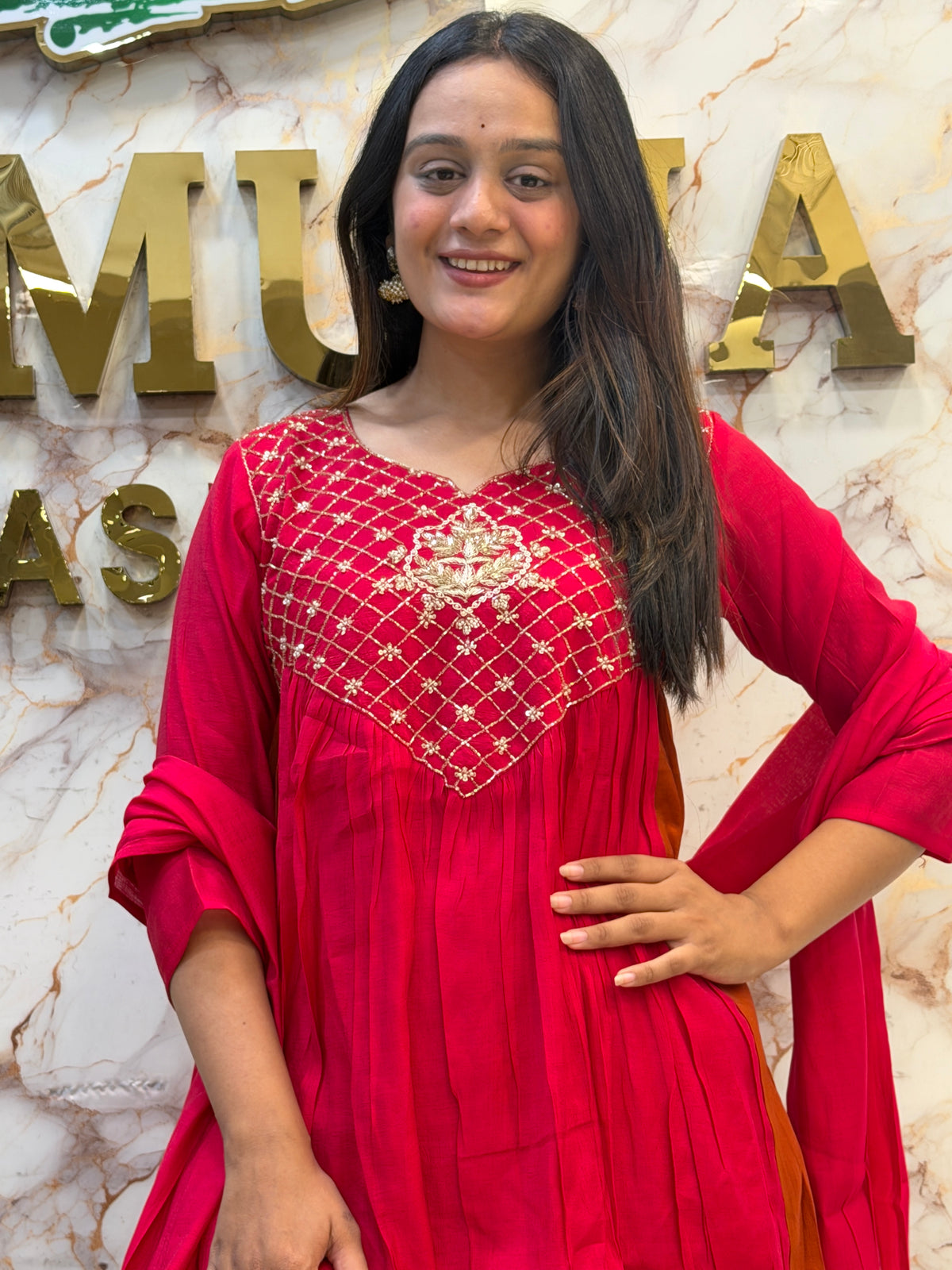 Mul Chanderi Two-Tone Anarkali