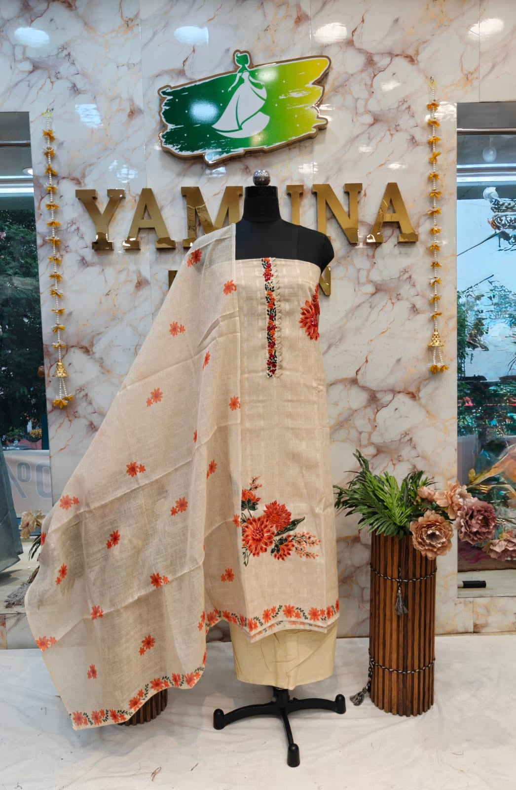 Elegant Linen Print Dress Material ✨