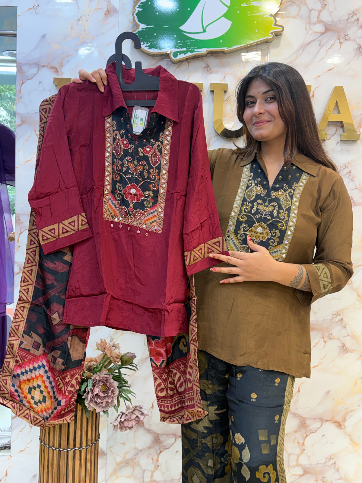 🤎 Royal Mocha Embroidered Kurta Set