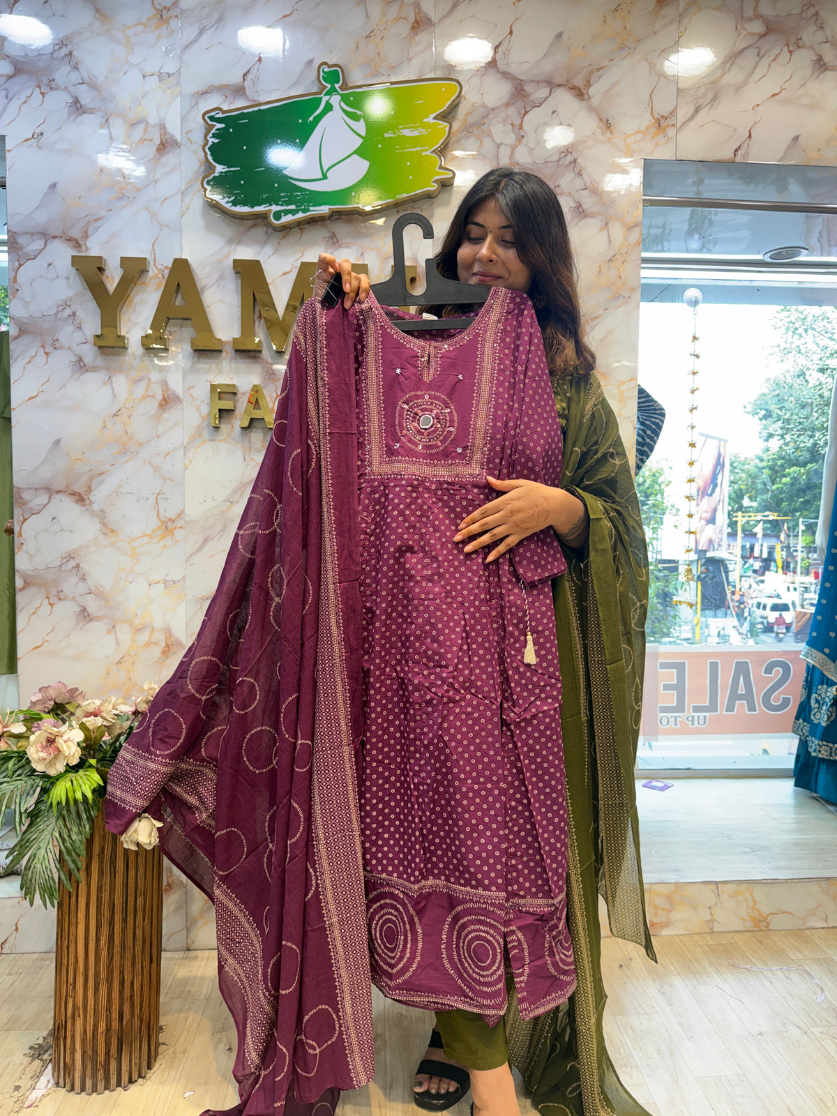 Jaipuri Print Cotton Anarkali Suit for Women