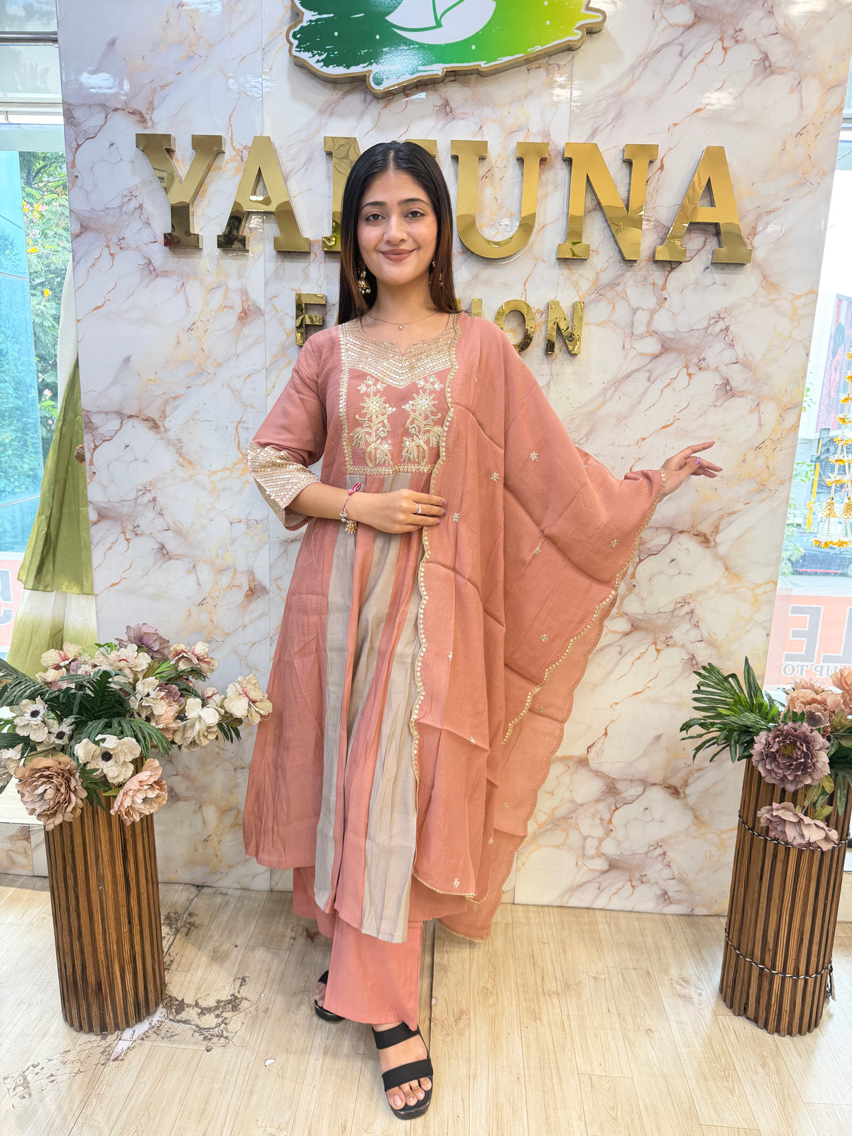 Two-Tone Roman Mul Chanderi Anarkali
