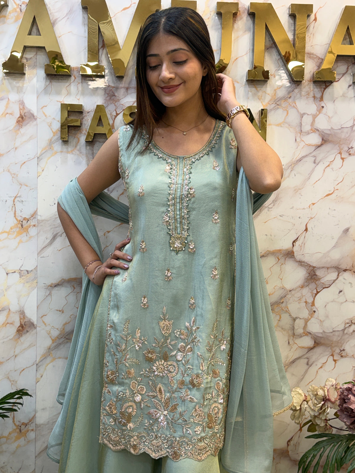Premium Hand-Embroidered indo western dress