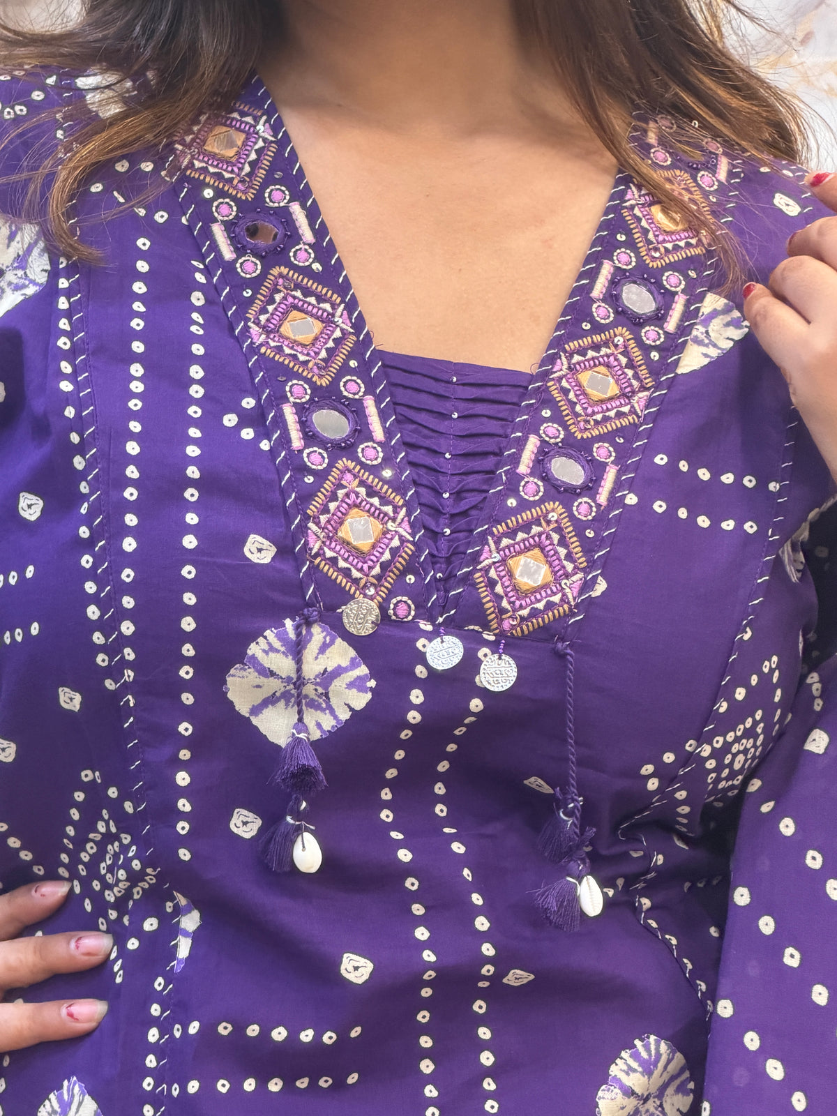 💜 Royal Purple Printed Kurti Pant Dupatta Set