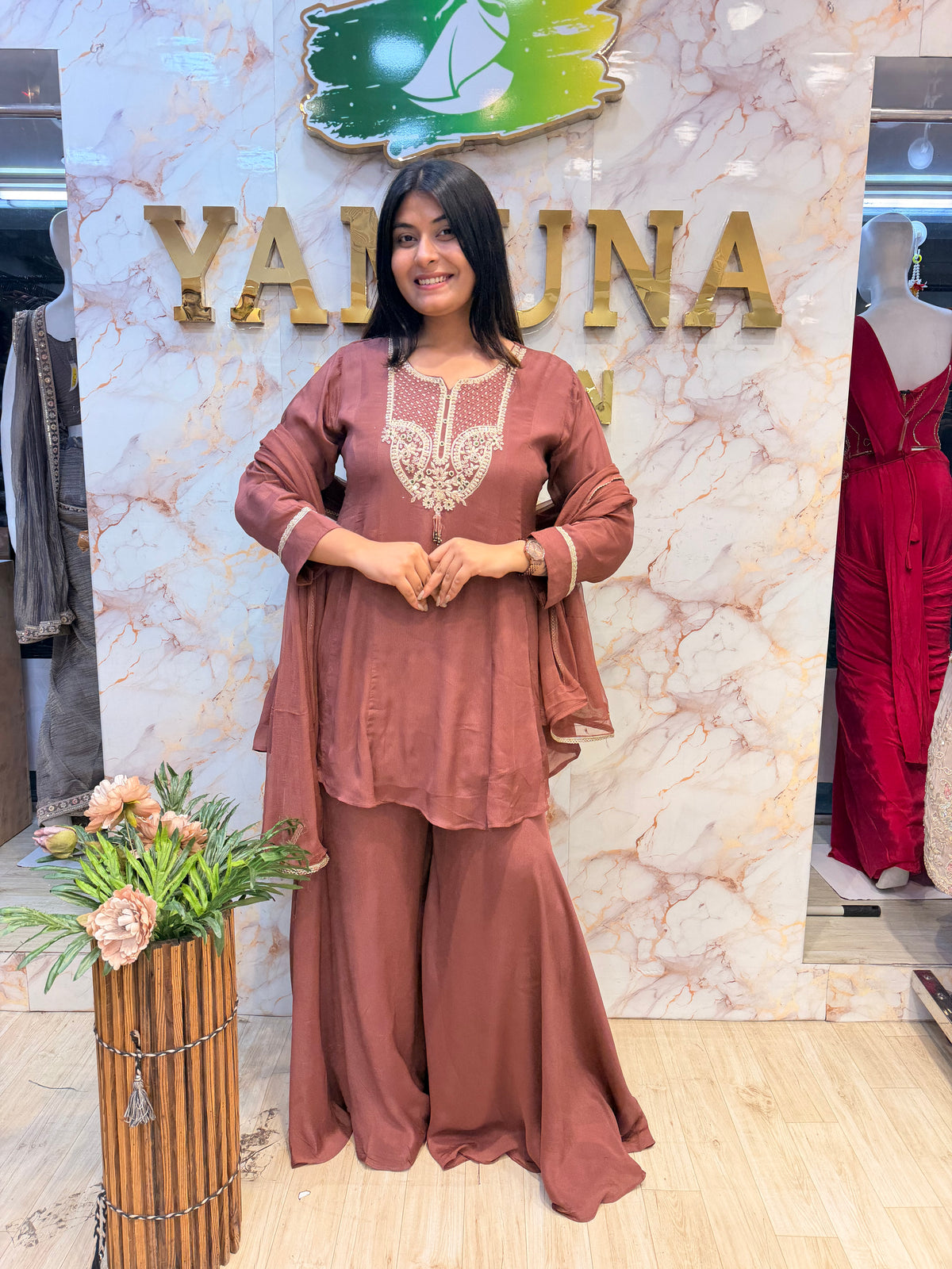 🌸 Rosy Elegance Flared Kurti Pant Set ✨