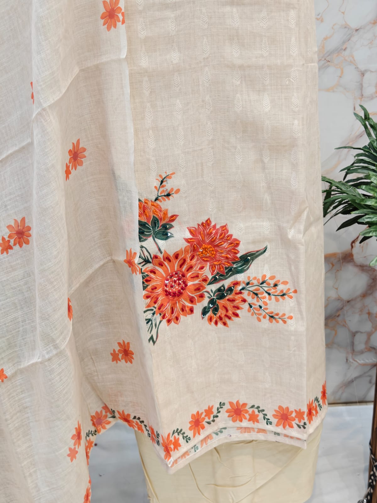 Elegant Linen Print Dress Material ✨