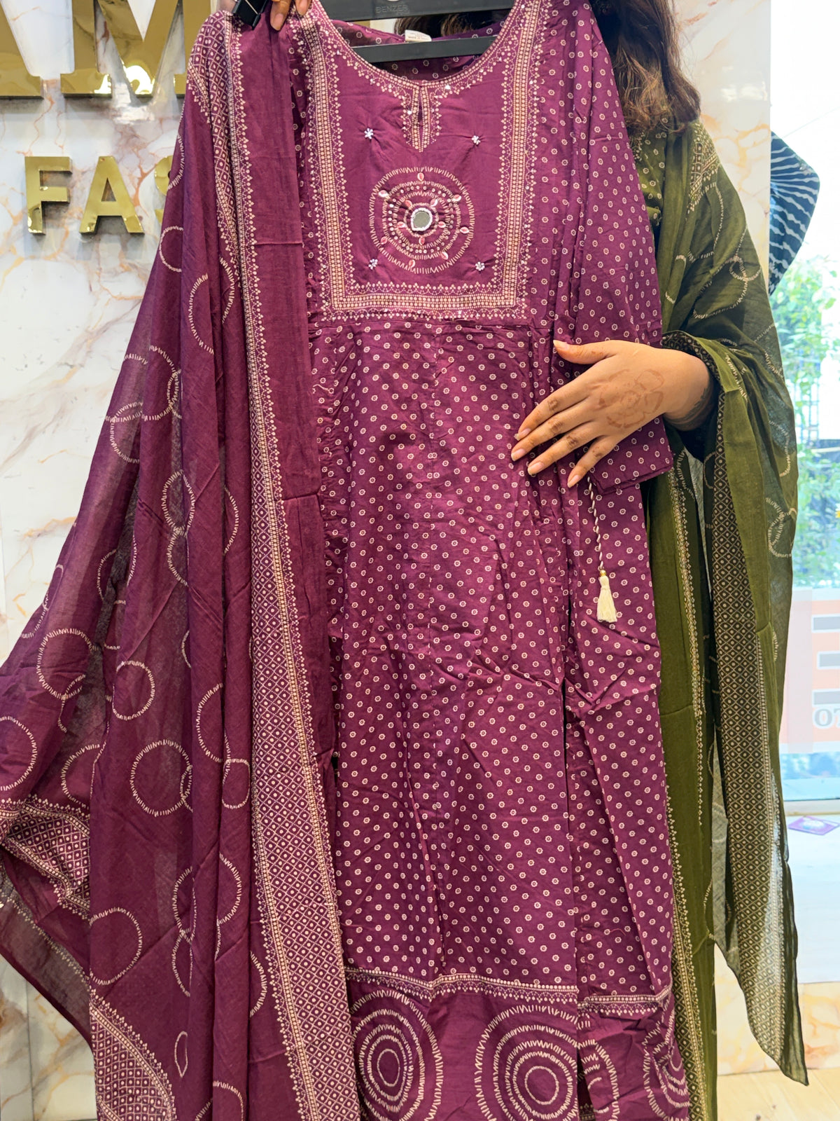 Jaipuri Print Cotton Anarkali Suit for Women