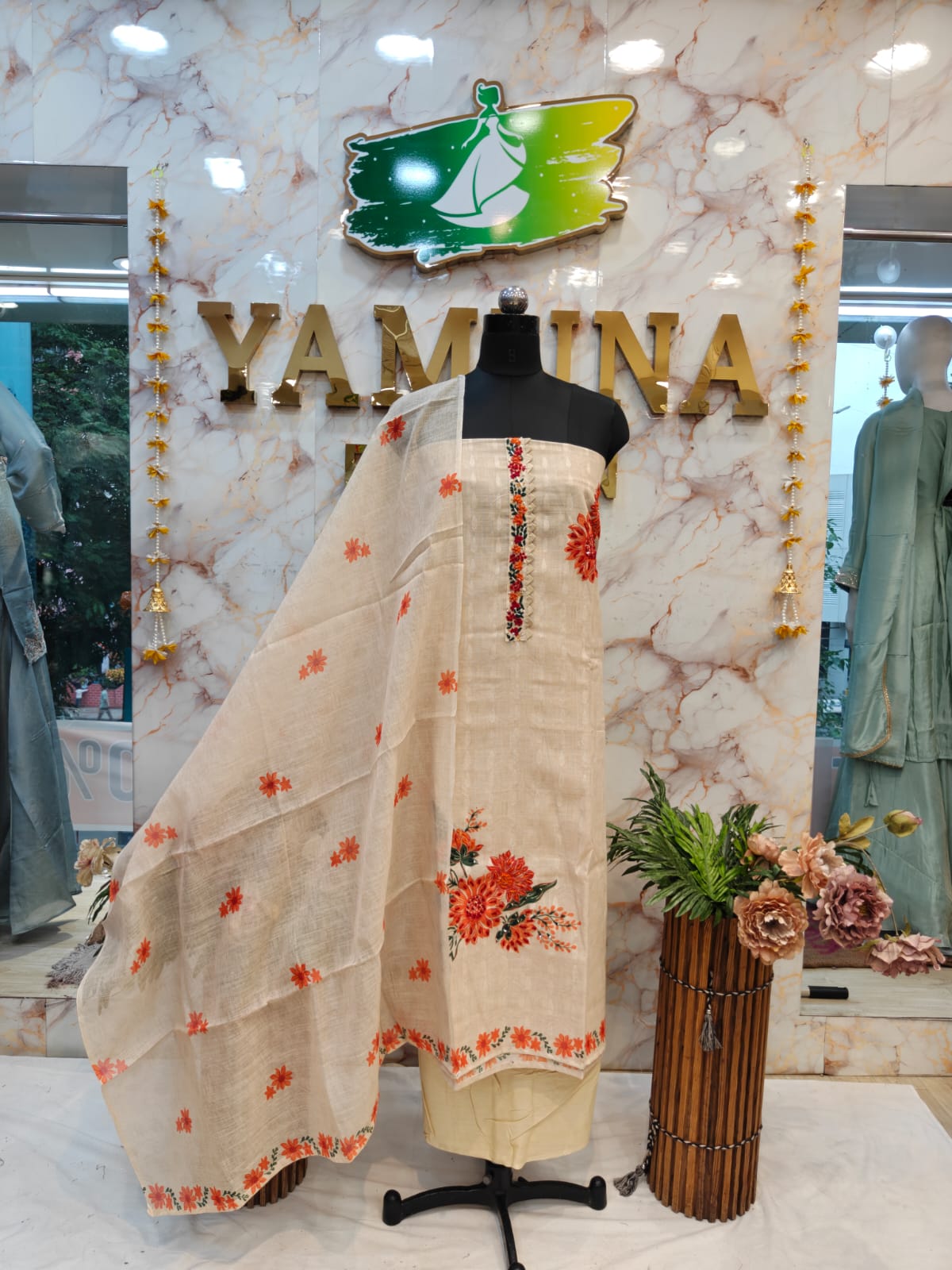 Elegant Linen Print Dress Material ✨