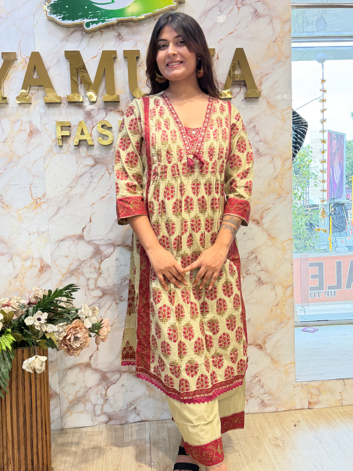 Elegant Jaipuri Cotton Anarkali Dress