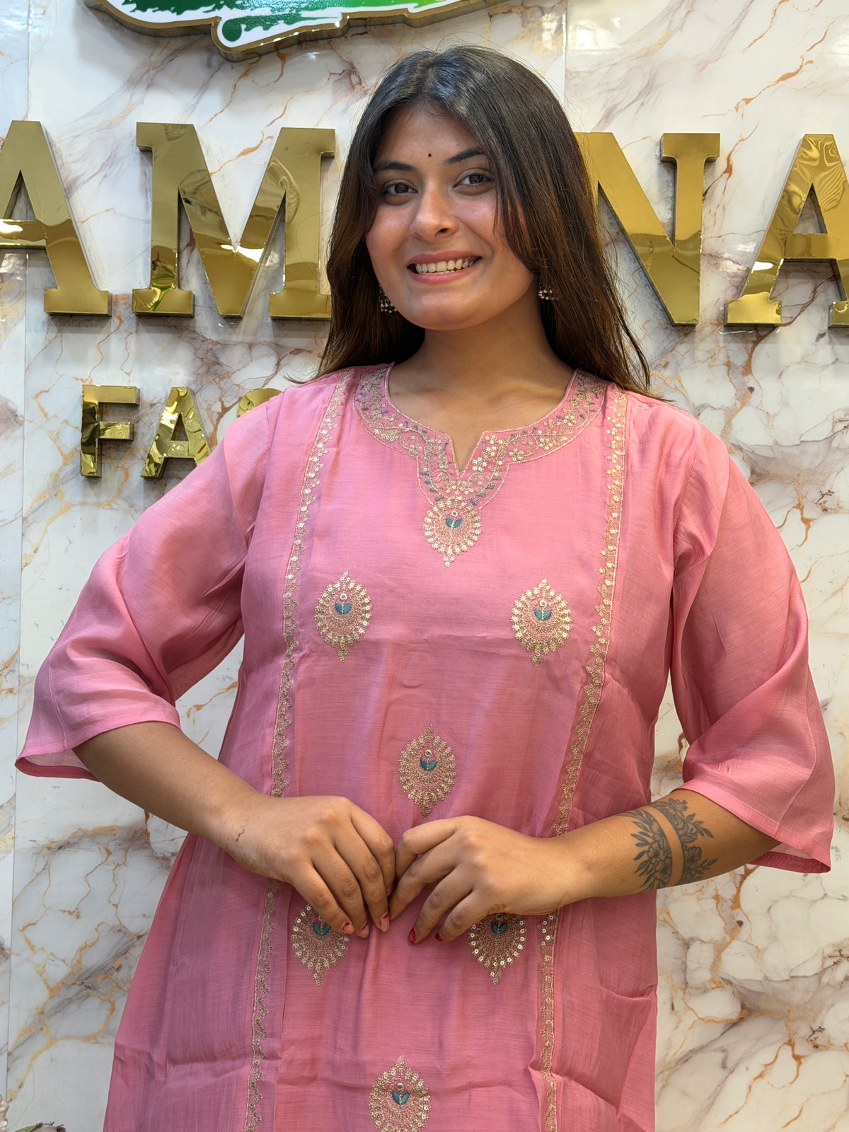 🌸 Blush Elegance Kurti Pant Dupatta Set