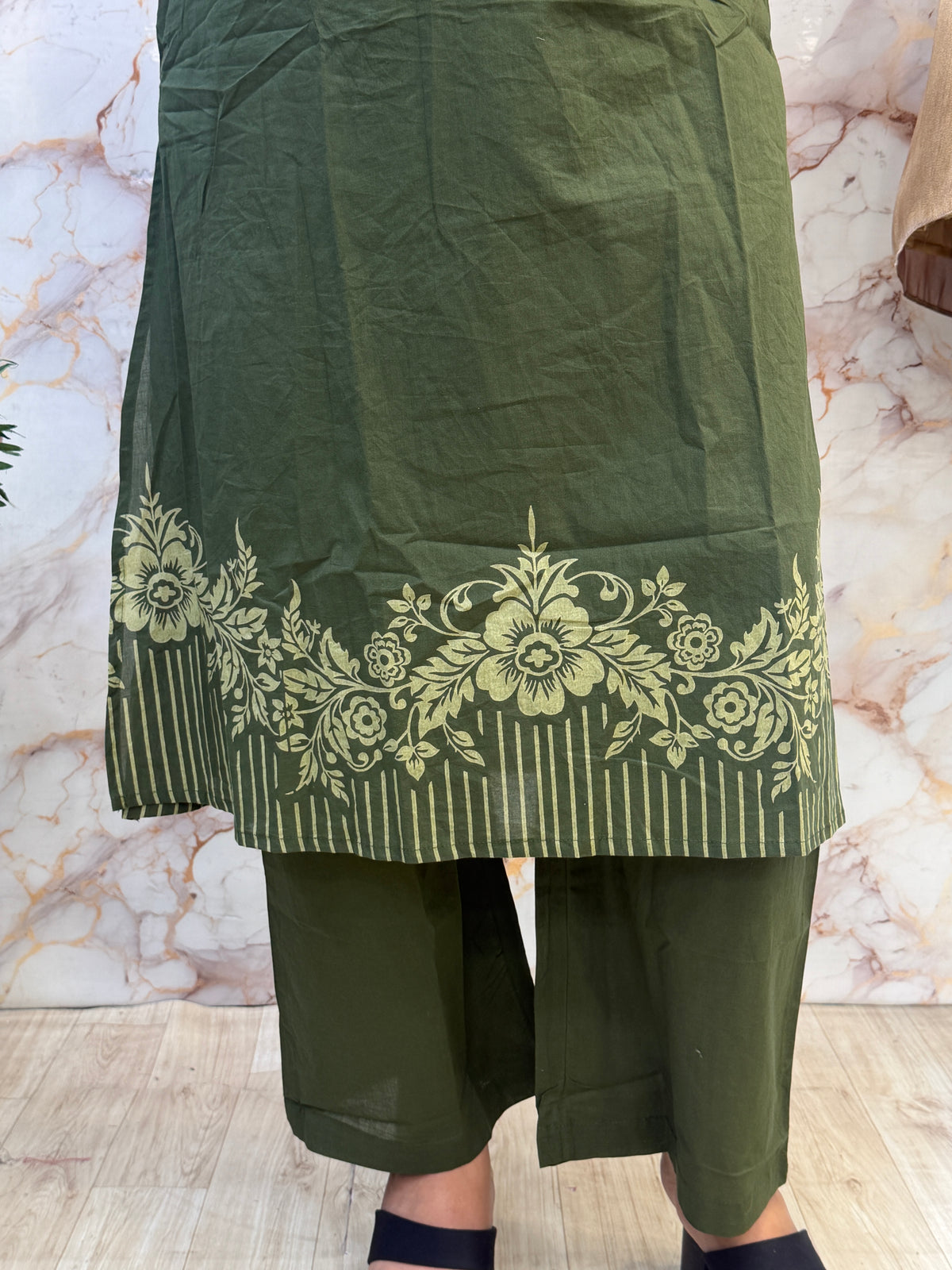 🌿 Elegant Cotton Kurti Dupatta Pant Set 🌿
