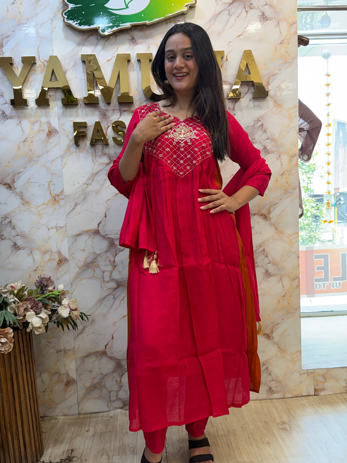 Mul Chanderi Two-Tone Anarkali