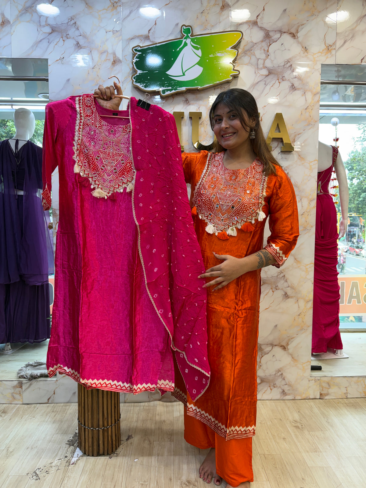 🧡 Gaji Silk Kurti dupatta pant Set