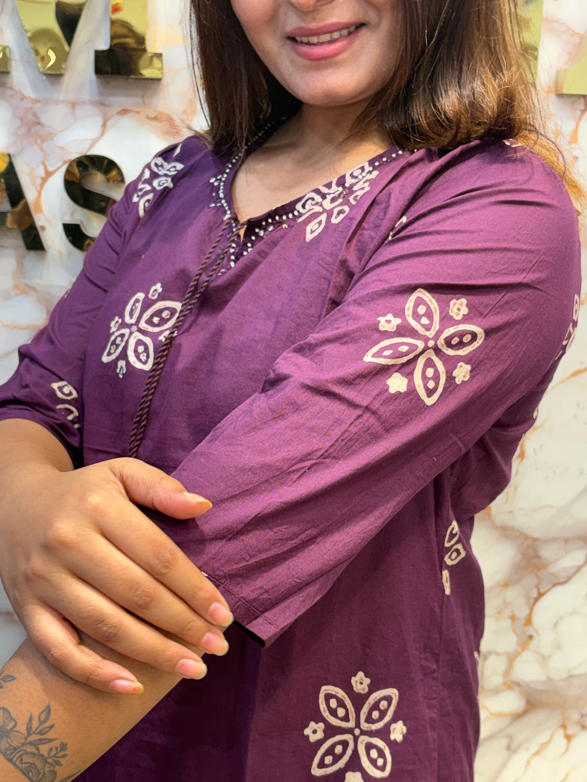 💜 Royal Plum Printed Kurti Pant Dupatta Set