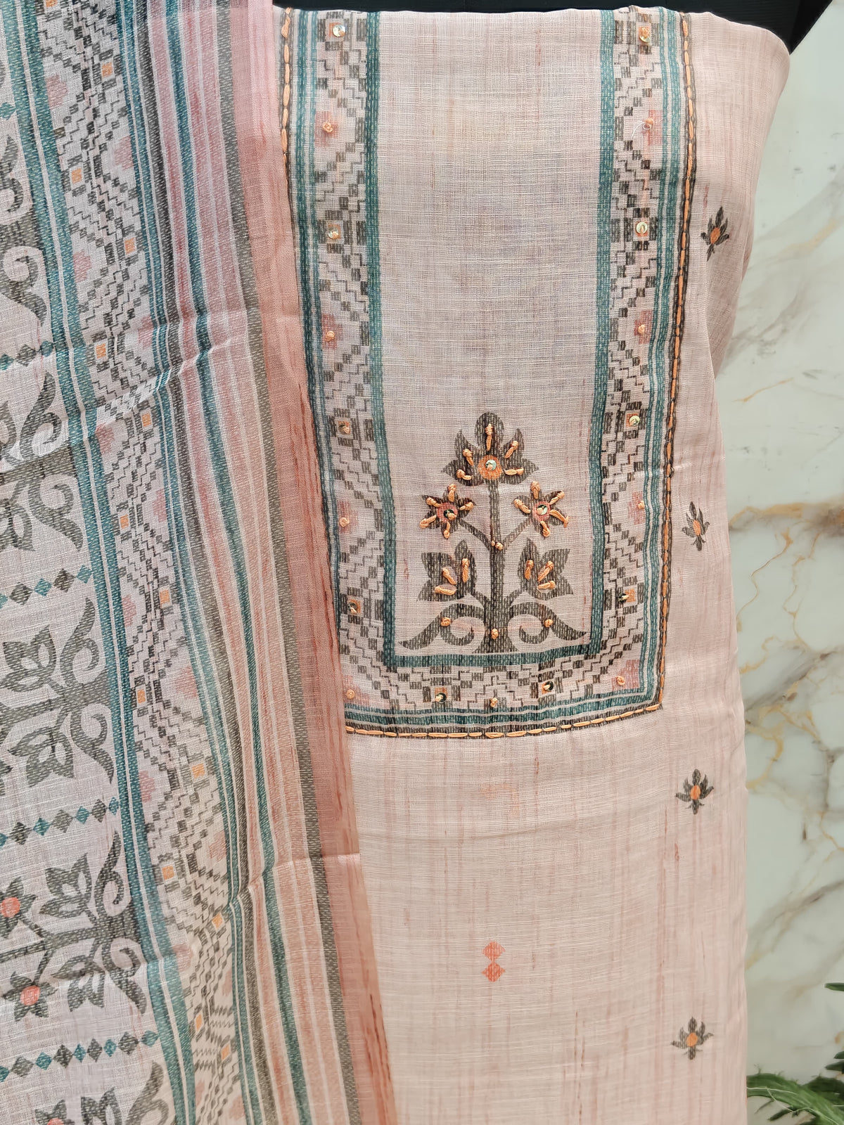 Elegant Linen Print Dress Material ✨