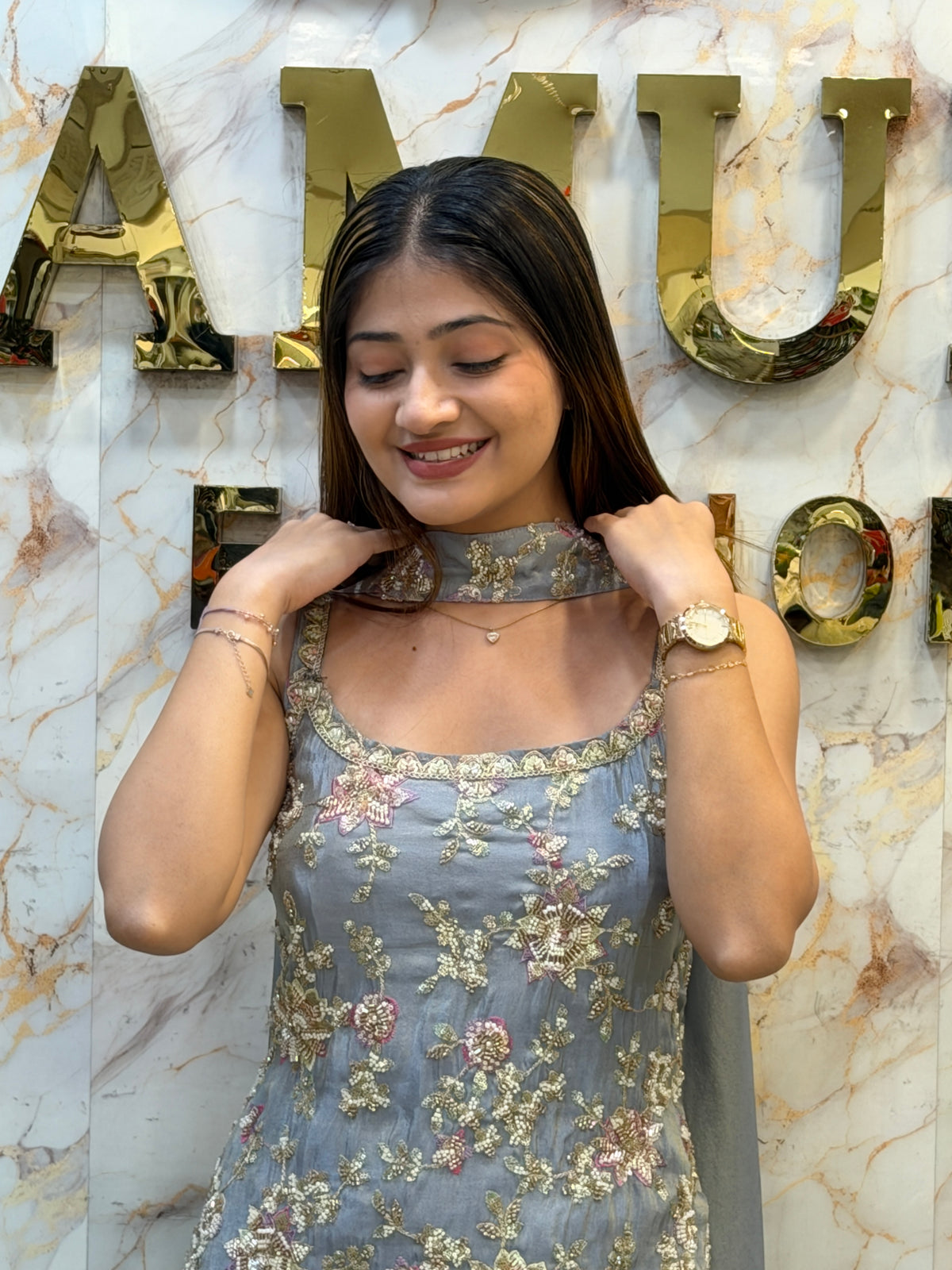 Silver Mist Embroidered Kurta Set ✨