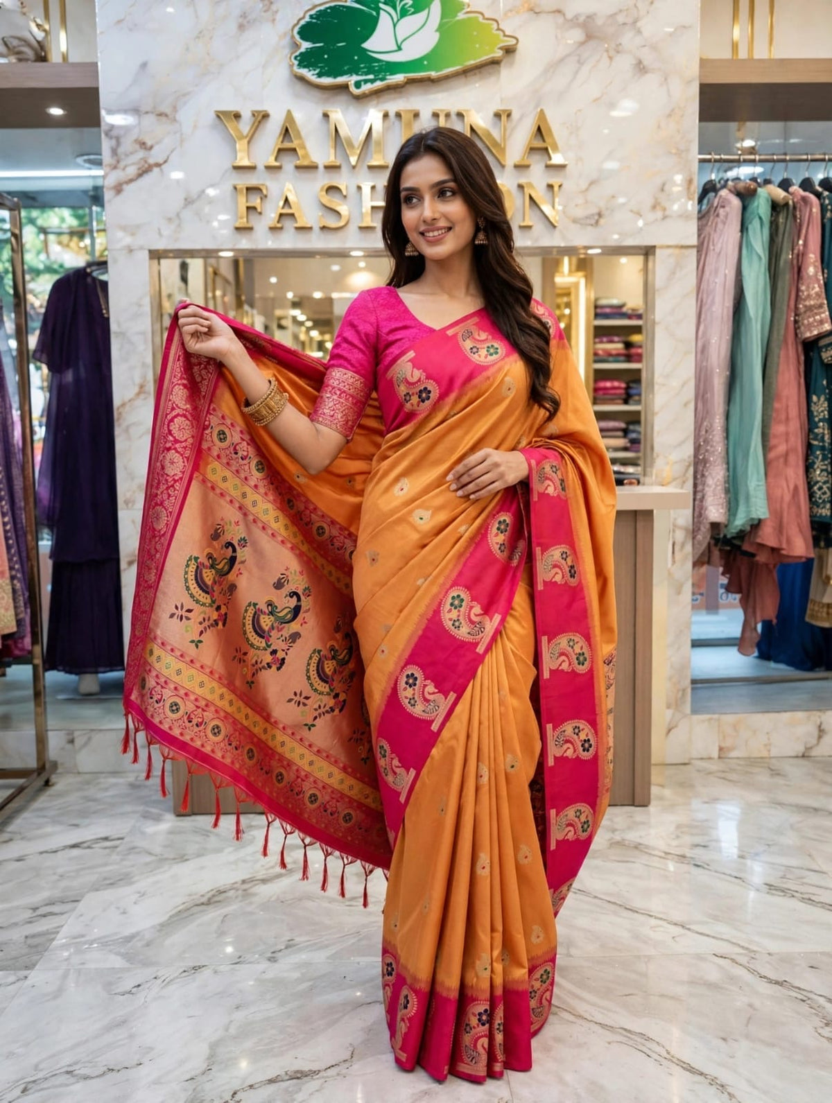 🌿 Elegant Sage Printed Saree 💖✨