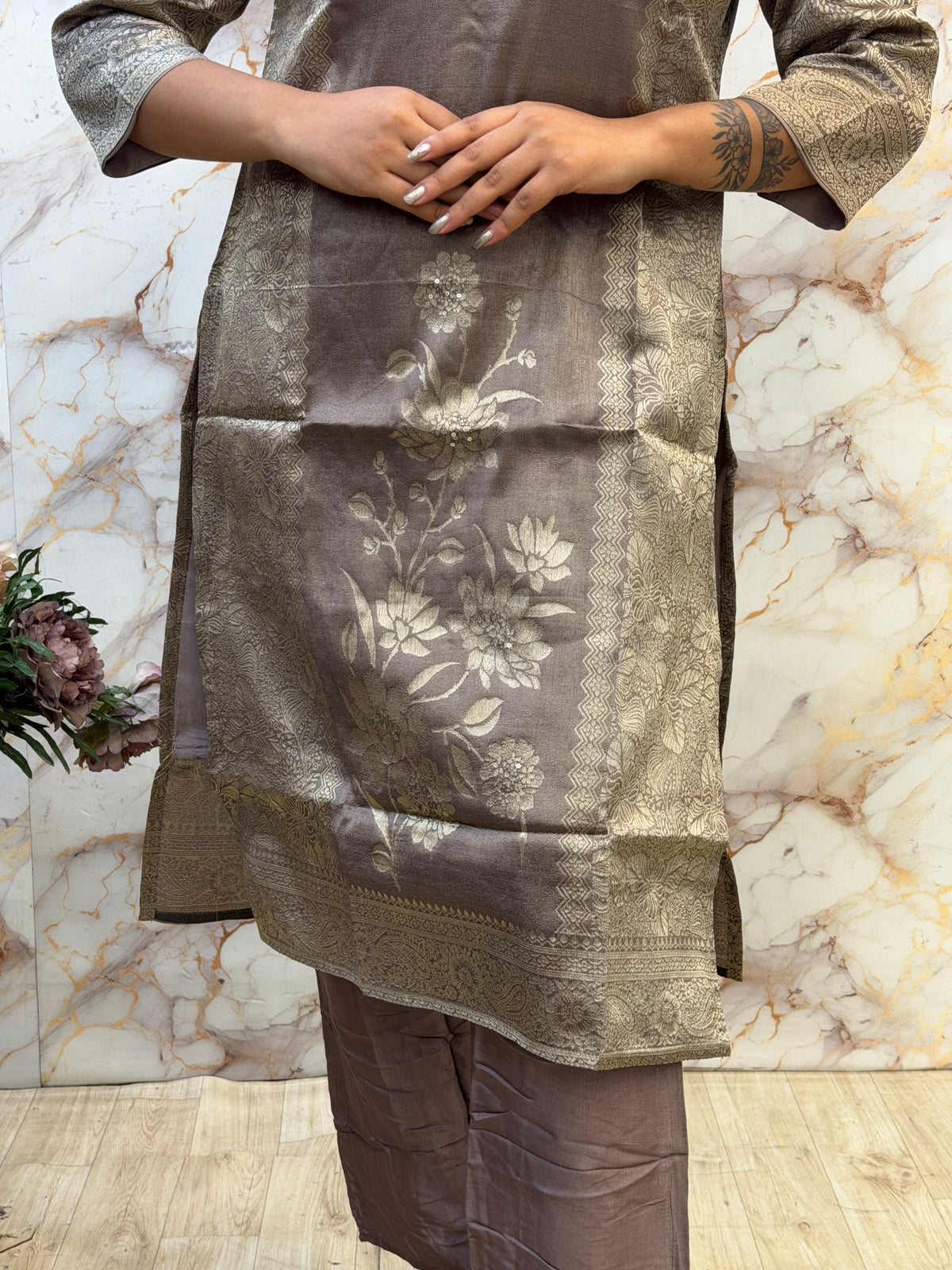 ✨ Mocha Luxe – Designer Ethnic Set 🤎