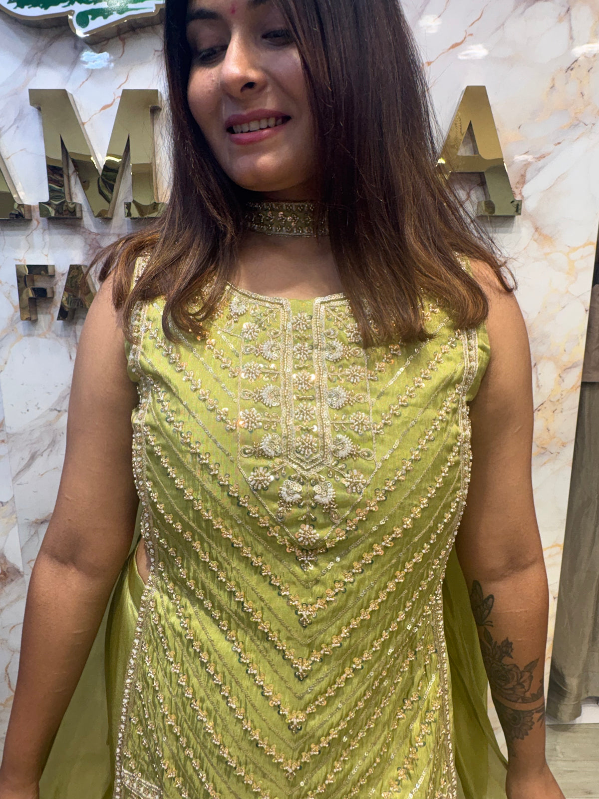 💚 Lime Luxe Indo-Western Set