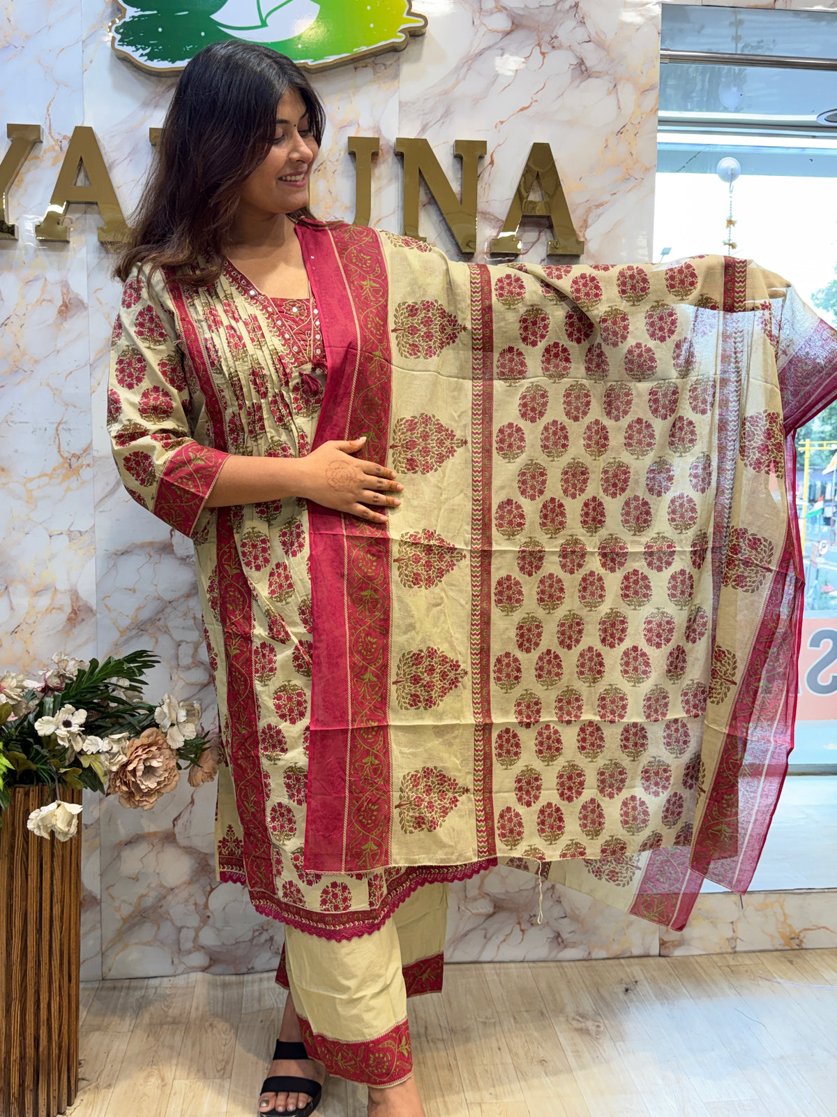 Elegant Jaipuri Cotton Anarkali Dress