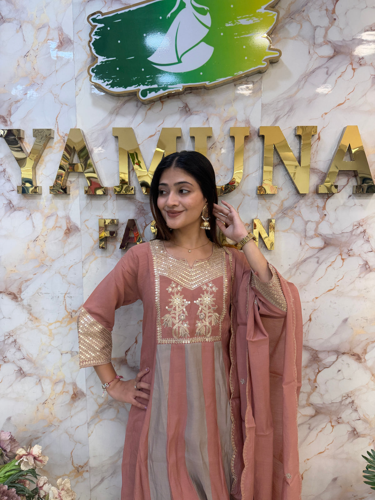 Two-Tone Roman Mul Chanderi Anarkali