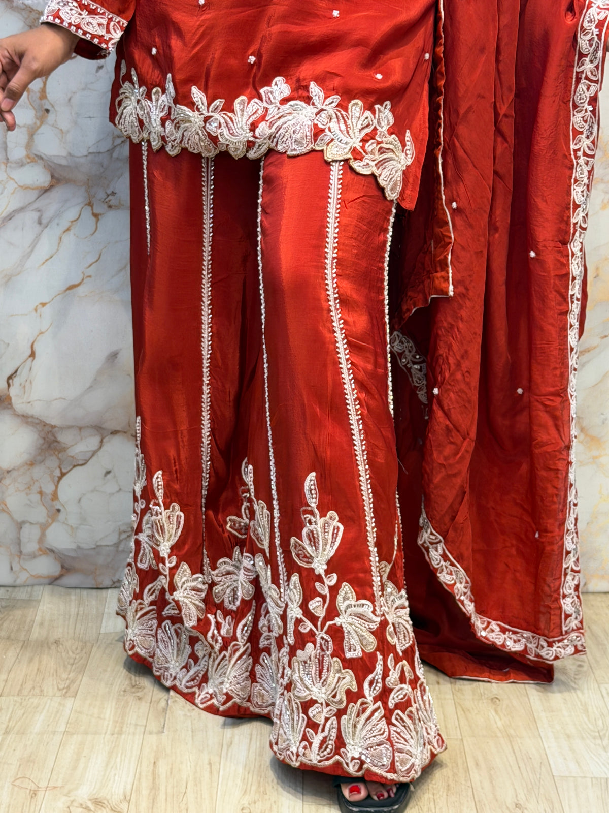 ❤️‍🔥 Rust Red Embroidered Indo-Western Set