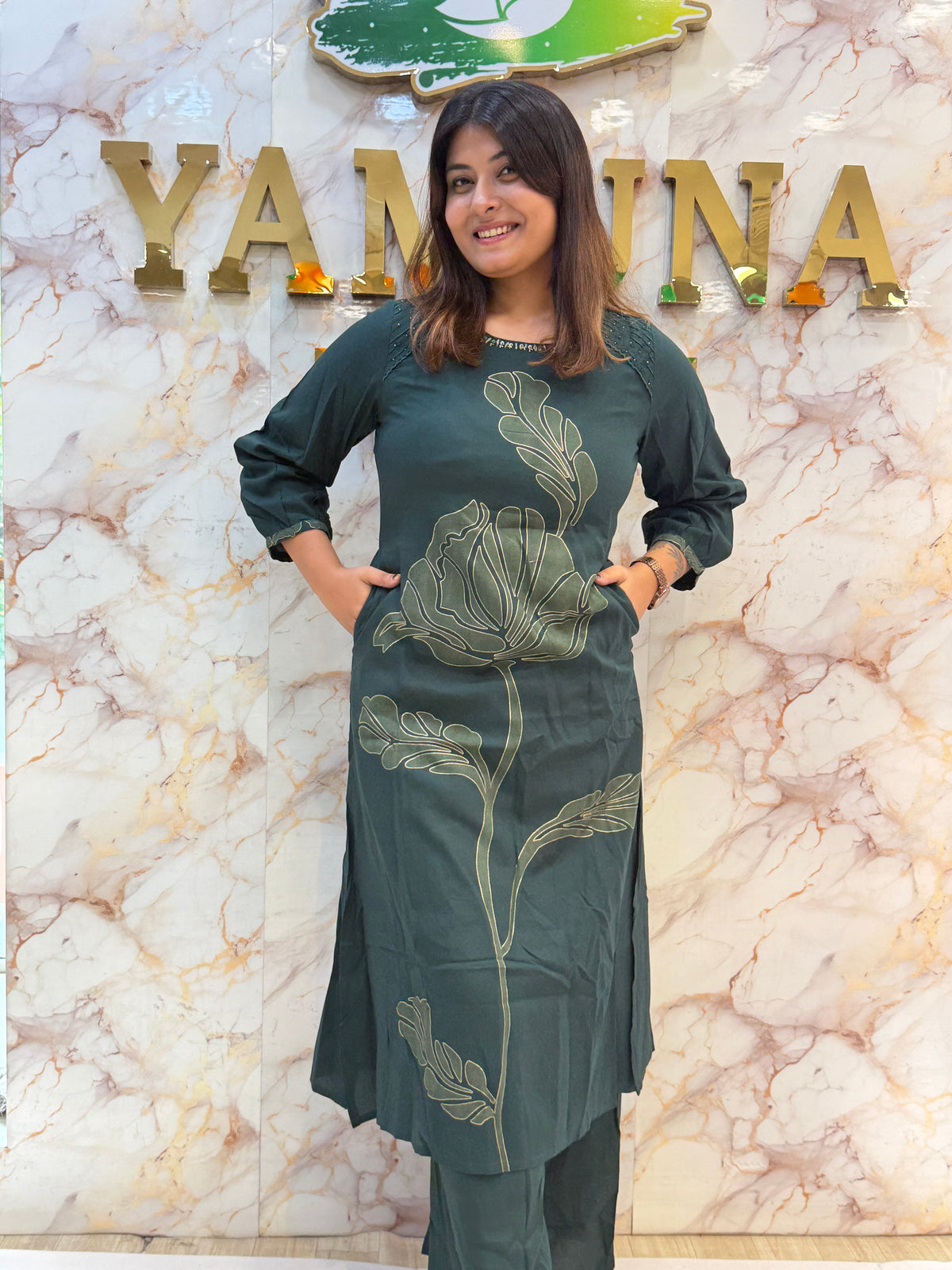 Floral German Rayon A-Line Kurti Set 🌸