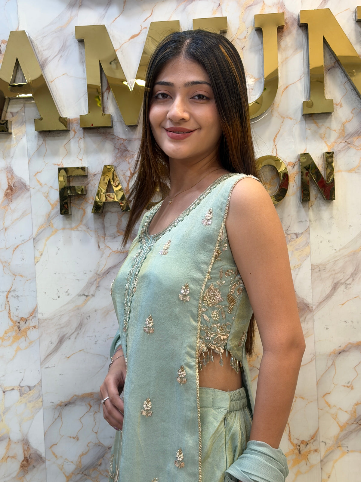 Premium Hand-Embroidered indo western dress