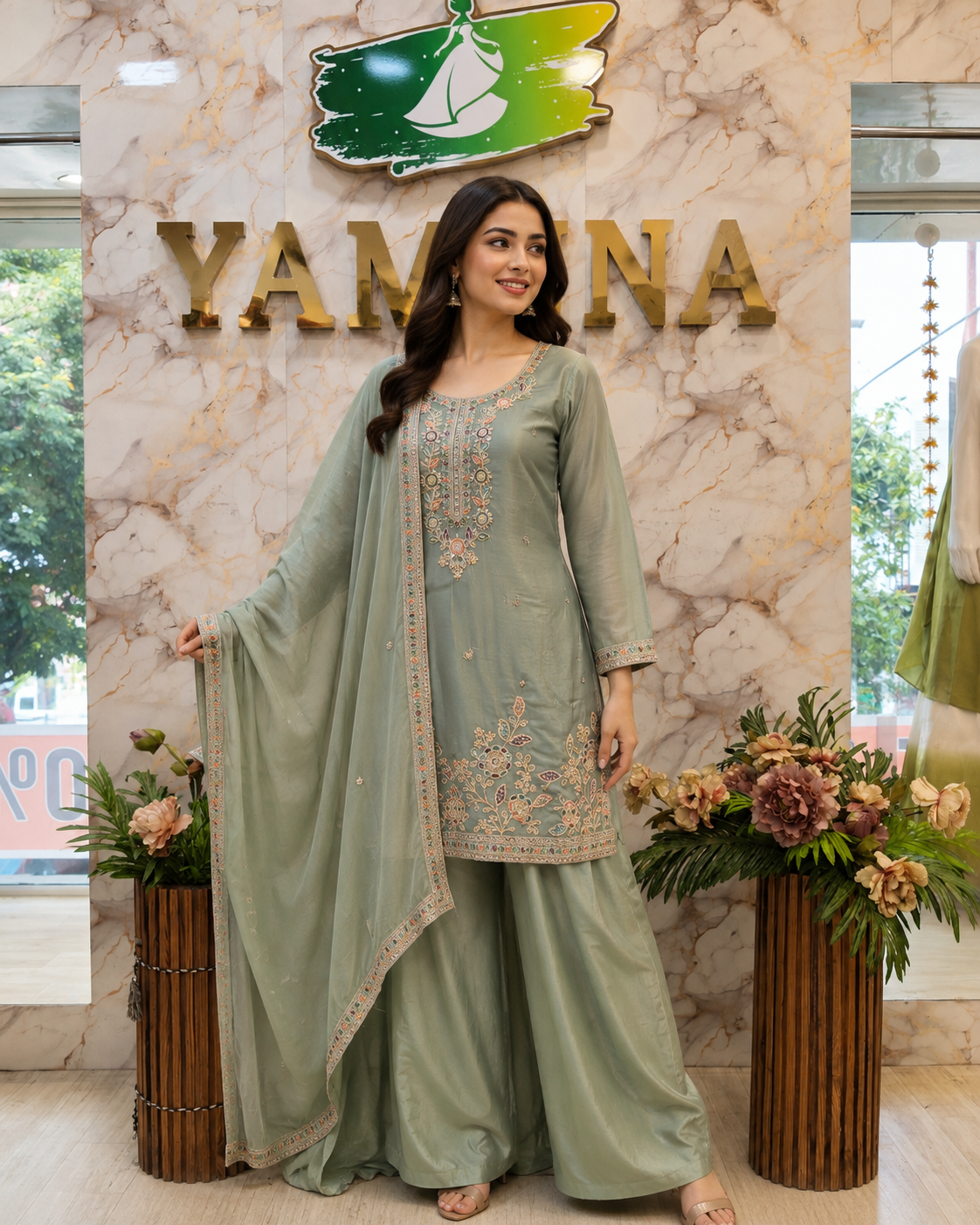 Crepe Silk Handwork Kurti Set