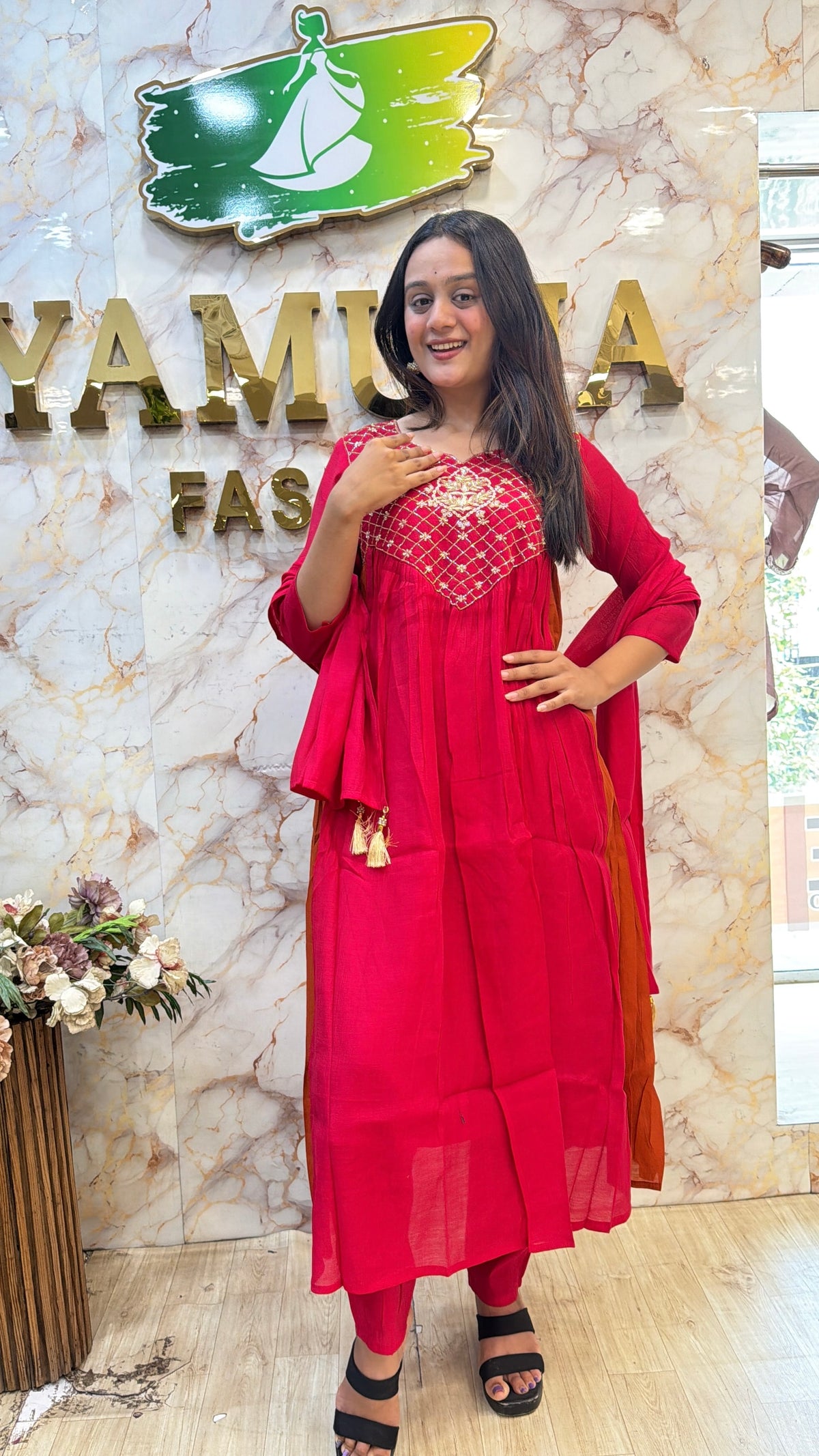 Mul Chanderi Two-Tone Anarkali