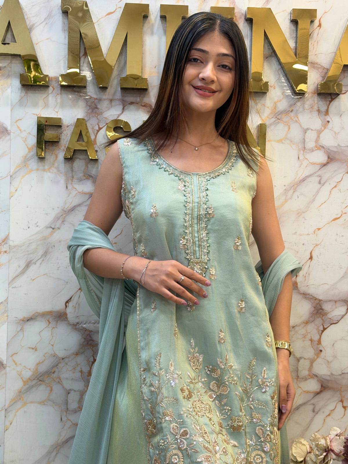 Premium Hand-Embroidered indo western dress