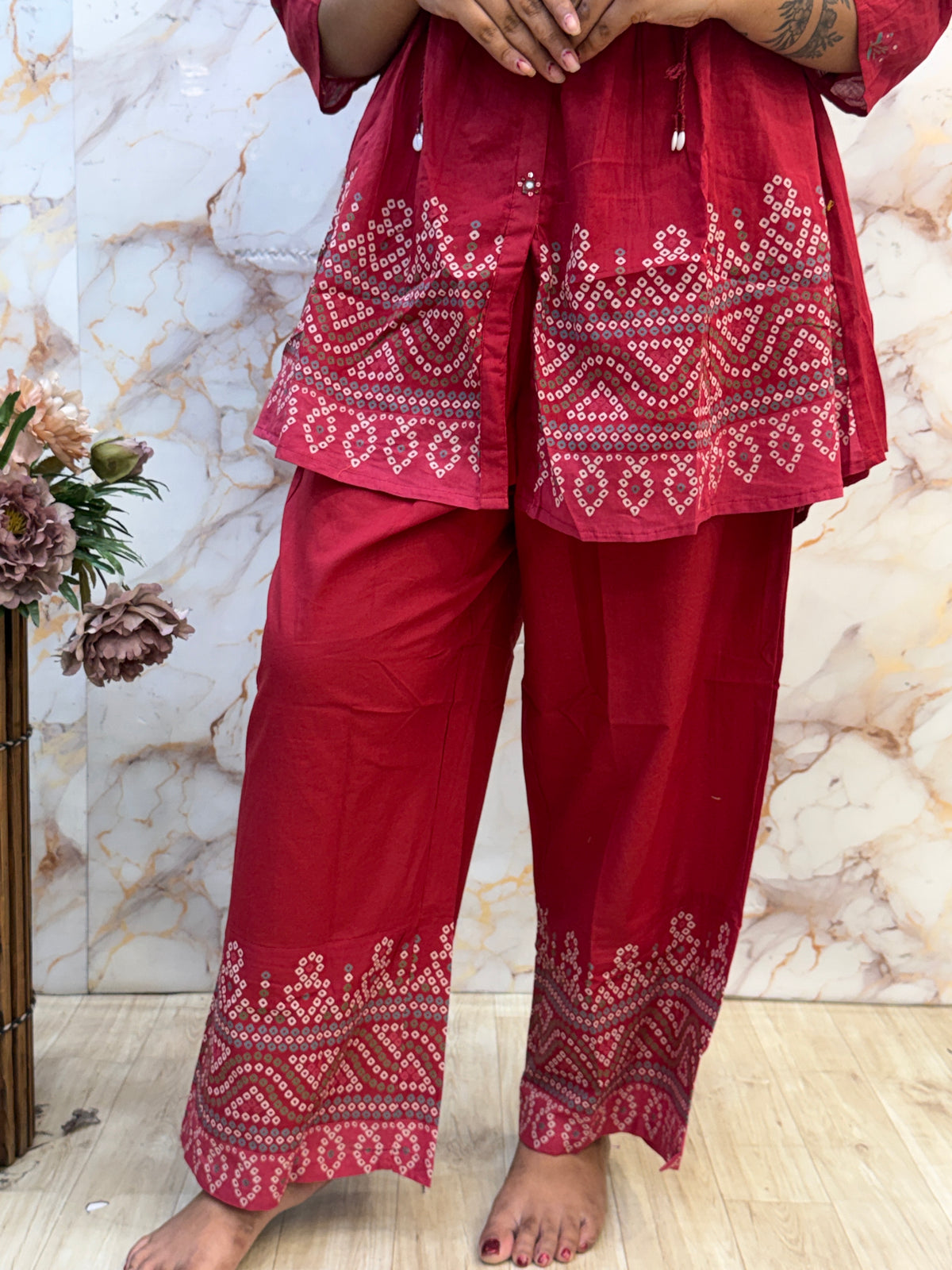 ❤️ Crimson Bloom Cotton Co-Ord Set