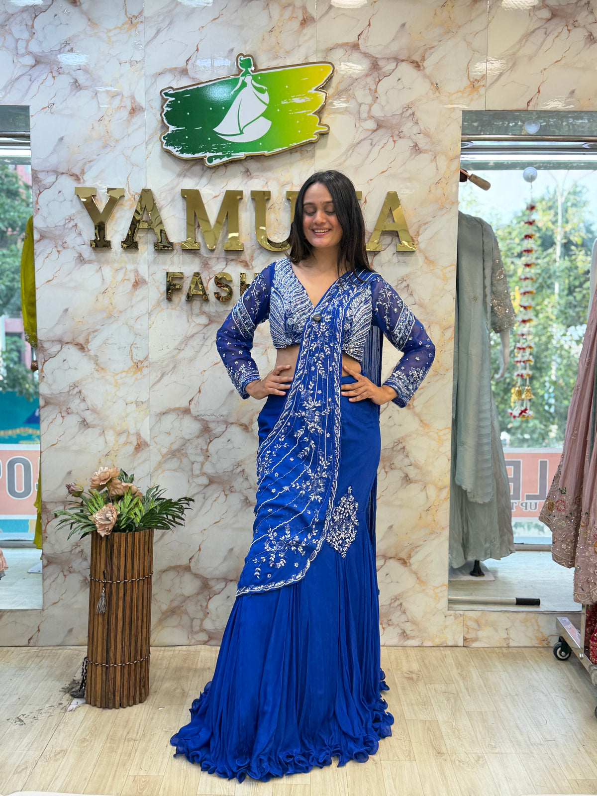 💙 Royal Blue Embroidered Indo-Western
