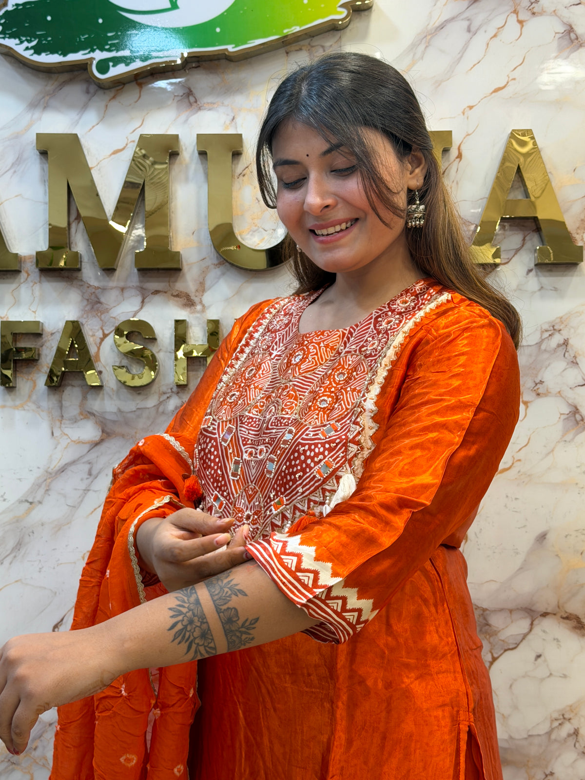 🧡 Gaji Silk Kurti dupatta pant Set