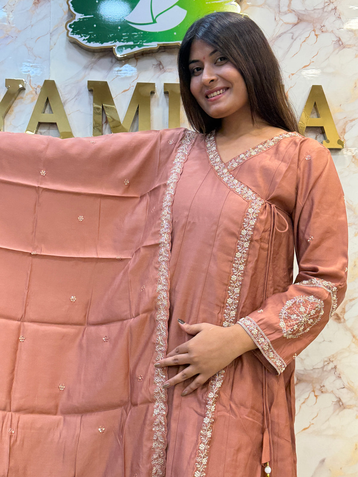 🌸 Rosewood Elegance – Embroidered 3 Pc Suit ✨