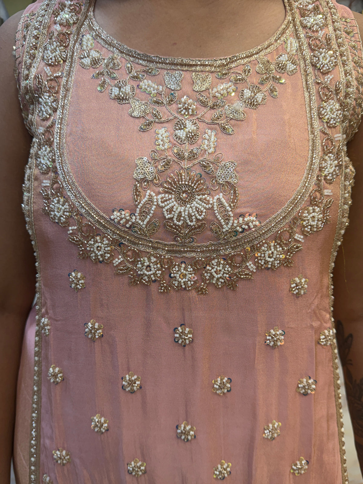 🌸 Peachy Glam – Embroidered Indo Western ✨