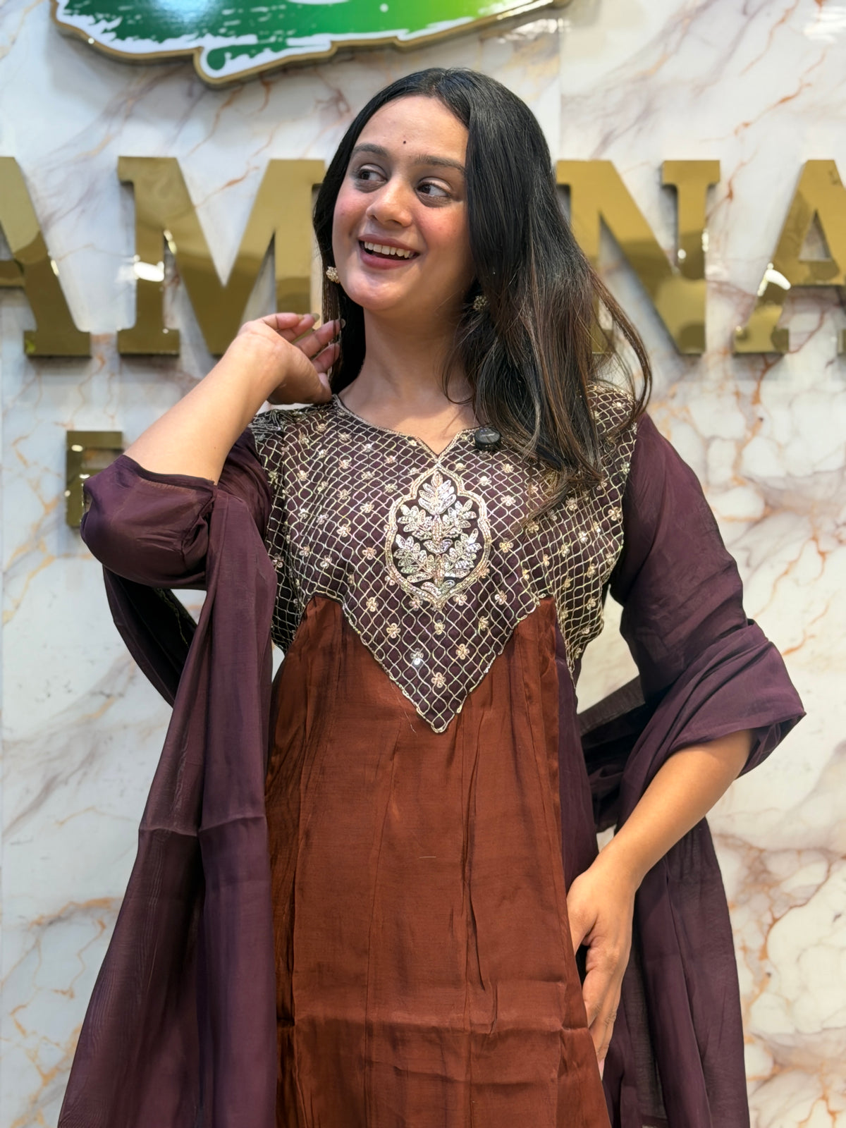 Mul Chanderi Two-Tone Anarkali