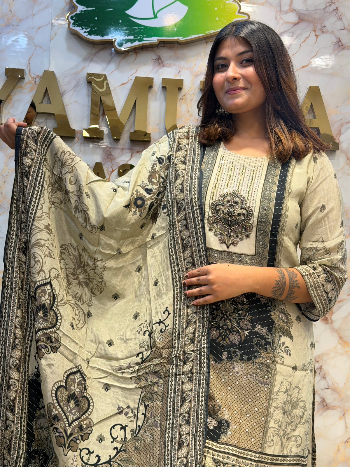 Pakistani Print Crepe Silk Set
