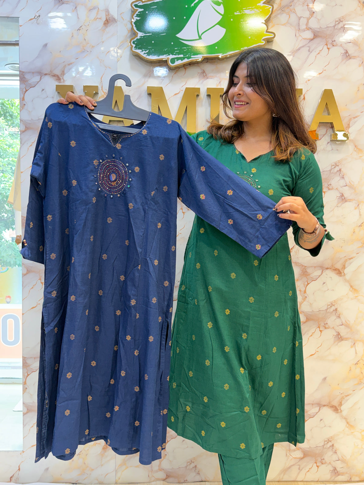 Classic Cotton A-Line Kurti Pant Set ✨