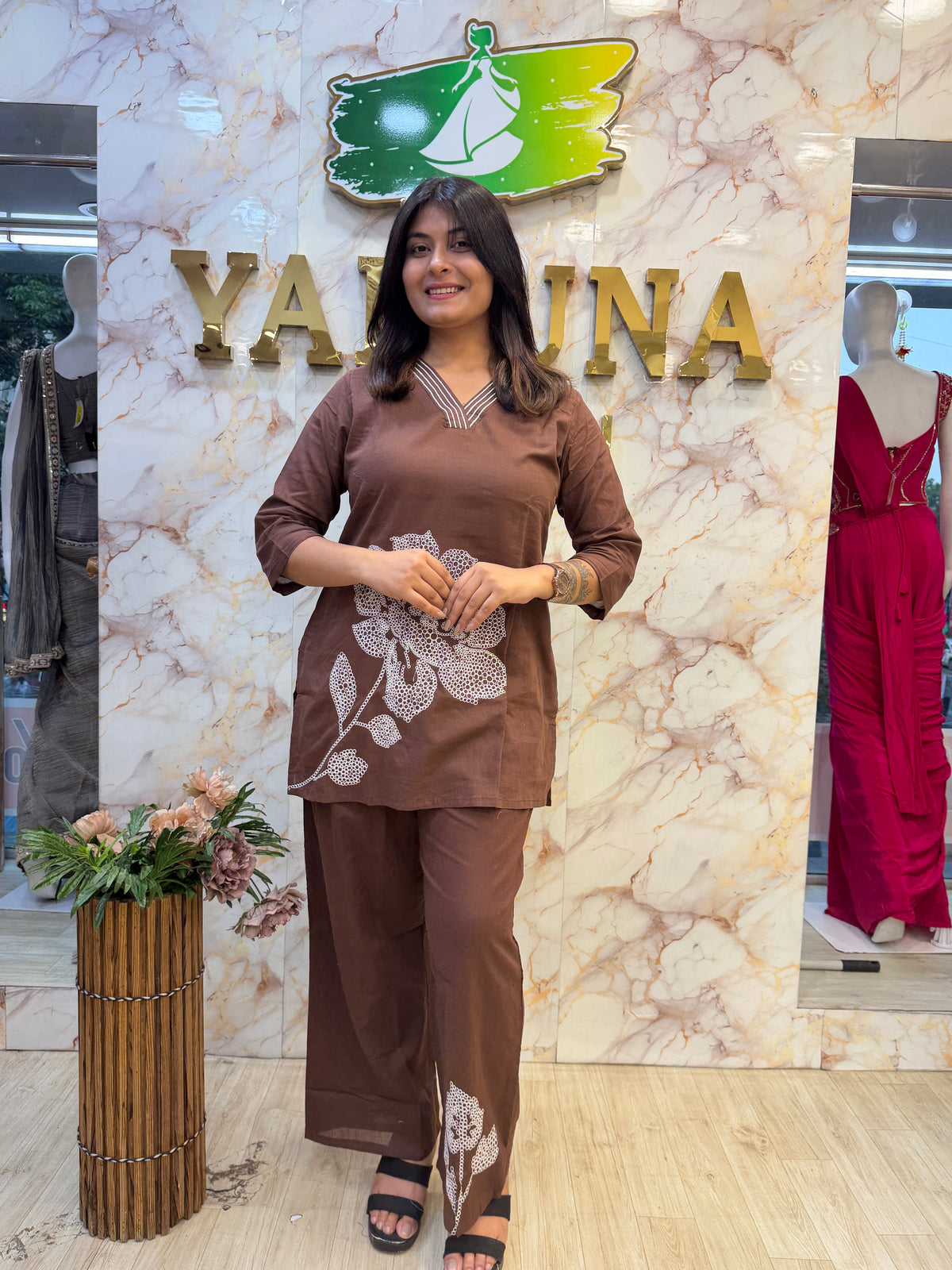 🤎 Mocha Floral Embroidered Co-Ord Set