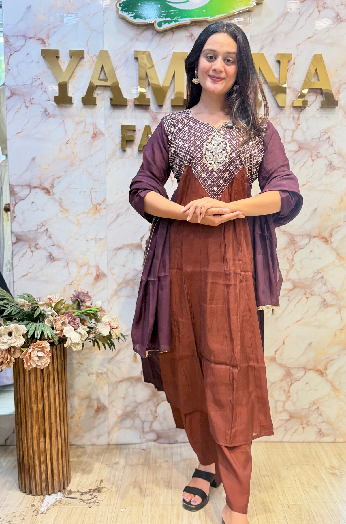 Mul Chanderi Two-Tone Anarkali