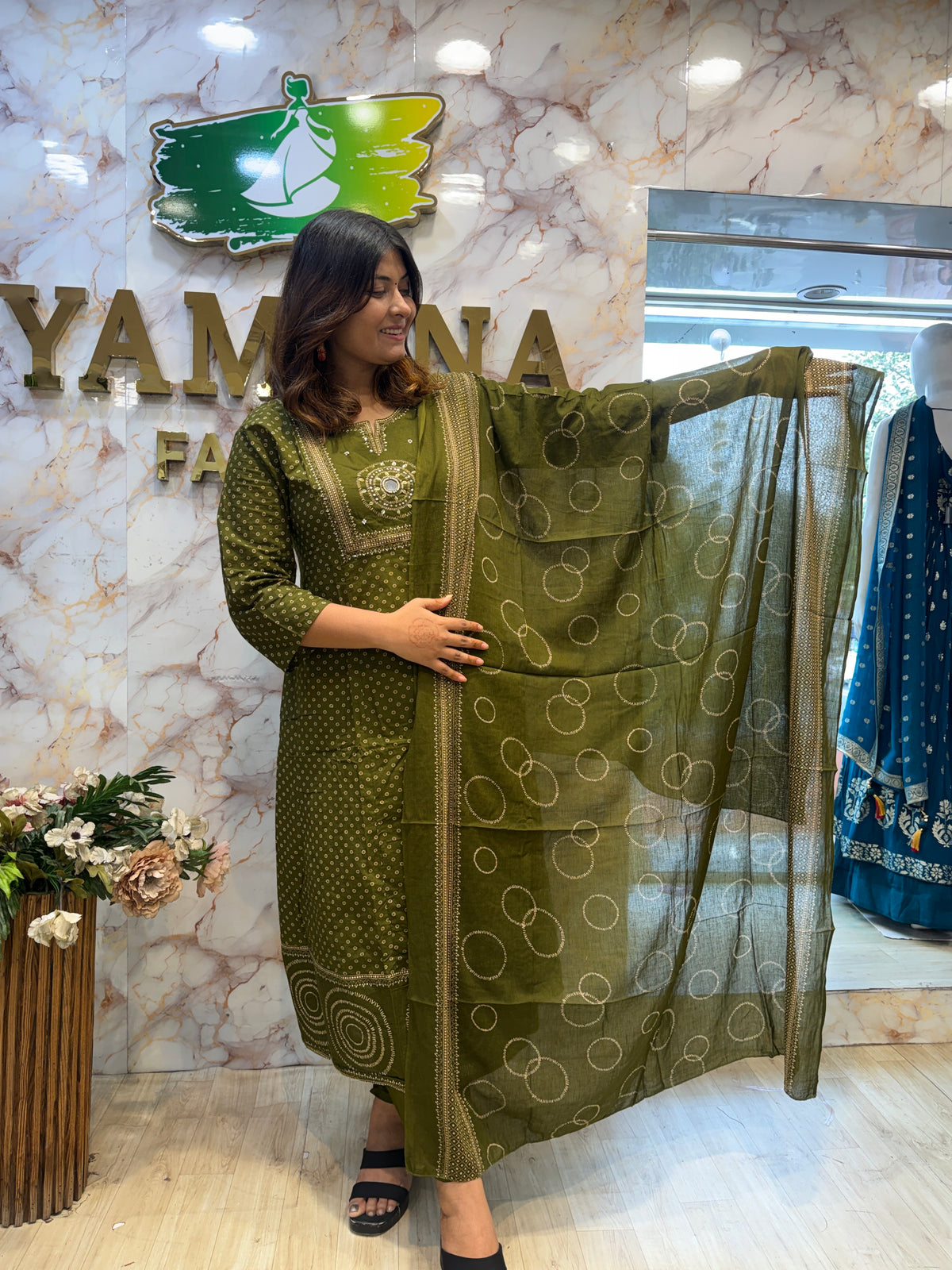 Jaipuri Print Cotton Anarkali Suit for Women