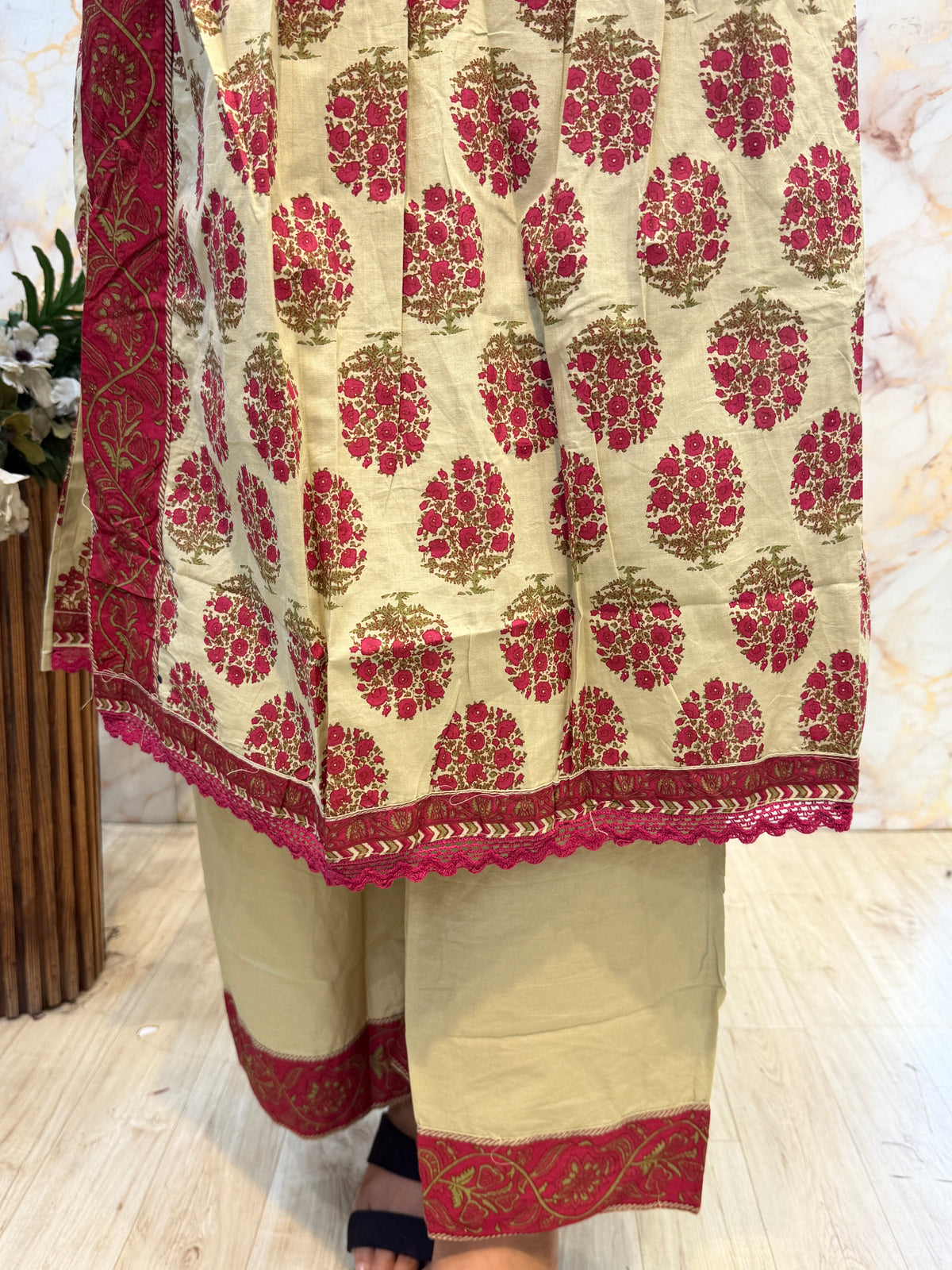 Elegant Jaipuri Cotton Anarkali Dress